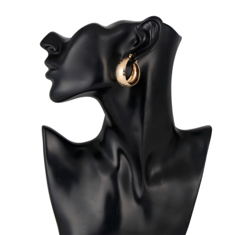 Gold Textured Earrings Original Design Accessory – Stylish Gifts — 1