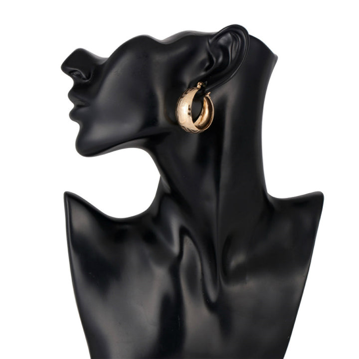 Gold Textured Earrings Original Design Accessory – Stylish Gifts — 1