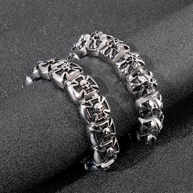 Cross Skull Men's Titanium Steel Bracelet – Jewelry Gift Ideas — 1