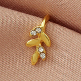 Zircon Nose Rings Metal U-Shaped Leaves Heart Nose – Everyday Gifts — 2