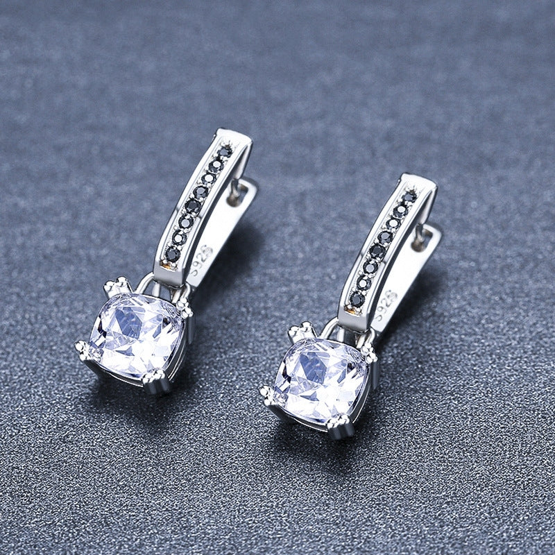 Inlaid Copper-plated Square Zircon Earrings – Practical Gifts — 1