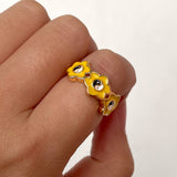 Women's Alloy Drip Oil Color Flower Bagua Ring – Gifts for Her — 7