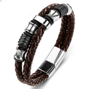 Men's Leather Titanium Steel Punk Bracelet – Jewelry Gift Ideas — 6