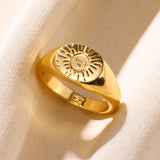 18K Smiling Face Sun Light Ring Simple Retro – Meaningful Gifts — 2