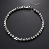 Mens Fashionable And Versatile Gray Pearl Letter – Jewelry Gift Ideas — 2