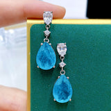 Synthetic Paraiba Silver Stud Earrings Water Drops – Everyday Gifts — 1