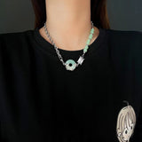 Jade Splice Zircon Titanium Steel Necklace Girl – Jewelry Gift Ideas — 4
