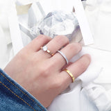 Women's Titanium Diamond Six Prong Ring Set Of Three – Gifts for Her — 2