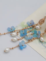 Gradient Color Hydrangea Pearl Tassel Earrings – Unique Gift Ideas — 7