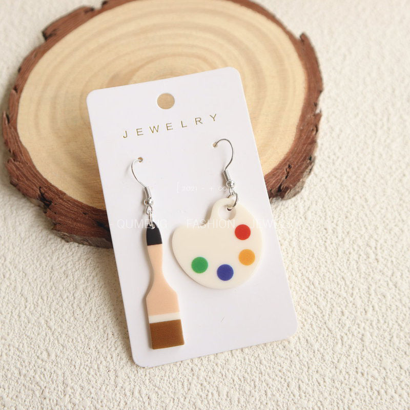 Acrylic Teacher's Day Brush Palette Earrings – Beauty Gifts — 1