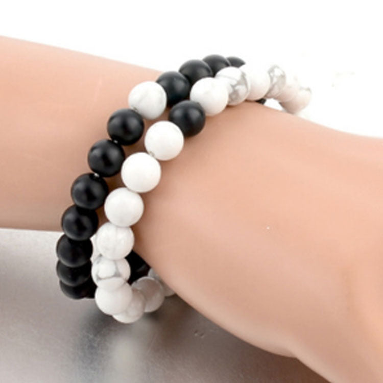 8mm Matte Black Frosted White Turquoise Couple – Jewelry Gift Ideas — 1