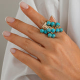 High Profile Retro Colorful Gemstone Pearl Tassel Ring – Gifts for Her — 11