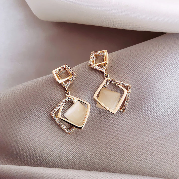 Silver Needle Opal Earrings Temperament Geometric – Stylish Gifts — 1