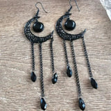 Women's Tassels Long Crystal Moon Earrings – Gifts for Her — 1