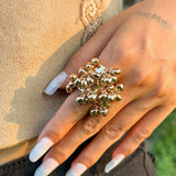 High Profile Retro Colorful Gemstone Pearl Tassel Ring – Gifts for Her — 3