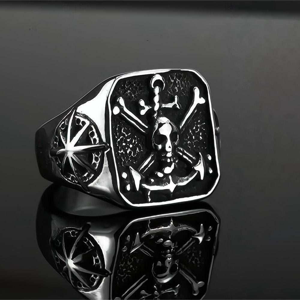 Men's Ring Pirate Eight Awn Star Vintage Stainless – Gifts for Him — 1