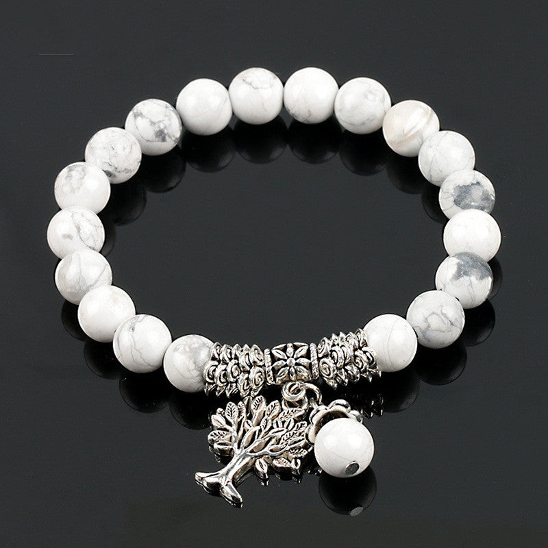 Vintage Frosted White Pine Bead Bracelet – Jewelry Gift Ideas — 1
