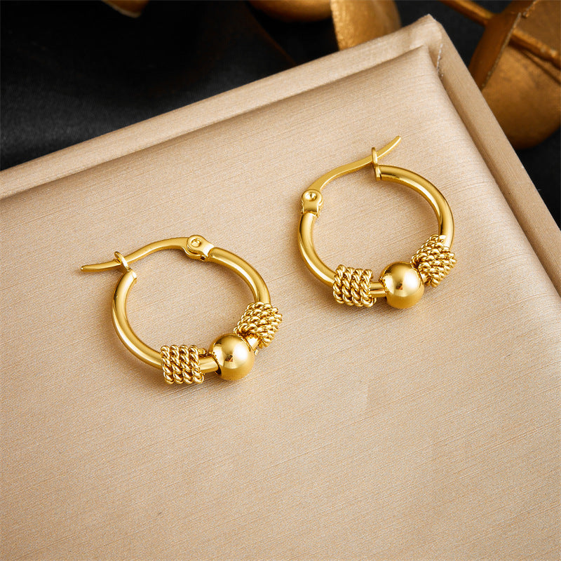 Round Geometric Beaded Earrings Stylish Retro – Practical Gifts — 1