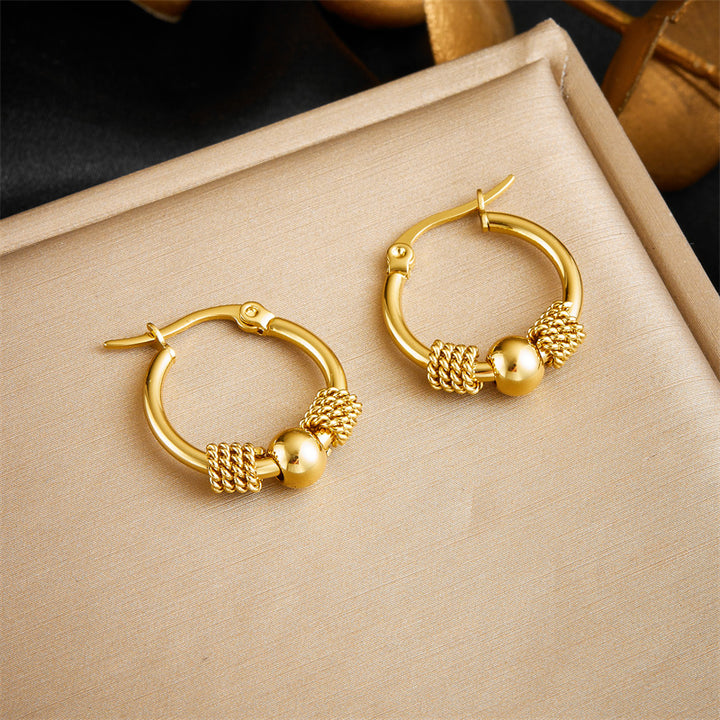 Round Geometric Beaded Earrings Stylish Retro – Practical Gifts — 1