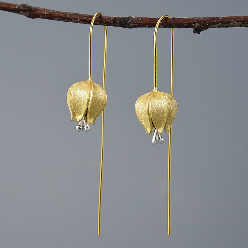 Tulip In Bud Sterling Silver S925 Women's Earrings – Gifts for Her — 1