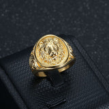 Vacuum Gold Plated Lion's Head Men's Ring – Gifts for Him — 3