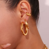 Square Line Hollow C- Shaped Ear Ring Stainless – Practical Gifts — 14