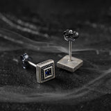 Men's Retro Square Blue Zircon Earrings – Gifts for Him — 6