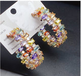Zircon Stud Earrings Copper Plated Sterling Silver – Small Gift Ideas — 15