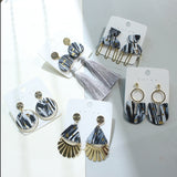 Women's Geometric Clay Black Gold Foil Earrings – Gifts for Her — 5