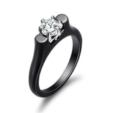 Fashion Ceramic Titanium Steel Inlaid Zirconium Ring – Stylish Gifts — 6
