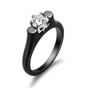 Fashion Ceramic Titanium Steel Inlaid Zirconium Ring – Stylish Gifts — 6