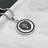 Titanium Steel Round Plate Five-pointed Star Lion – Jewelry Gift Ideas — 5