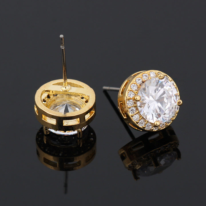 Round Sapphire Blue Red Stud Earrings AAA Zircon – Jewelry Gift Ideas — 1