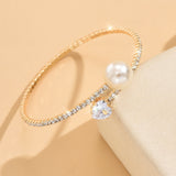 Women's Pearl Heart Full Diamond Bracelet Elastic – Jewelry Gift Ideas — 5