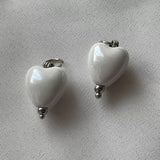 Sweet White Ceramic Love Pendant Earrings – Jewelry Gift Ideas — 3