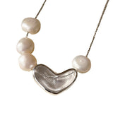 Sweet Loving Heart Pearl Necklace Women's Fashion – Jewelry Gift Ideas — 4