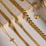 Retro 18K Gold Cross Fine Feet Chain – Stylish Gifts — 7