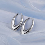 Long Oval Glossy Hollow Earrings Stainless Steel – Small Gift Ideas — 4
