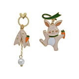 S925 Silver Needle Rabbit Carrot Bow Pearl – Gifts for Pet Lovers — 8