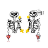 S925 Sterling Silver Skull Bone Stud Earrings Set – Meaningful Gifts — 4