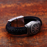 Men's Wide Stainless Steel Carved Leather – Jewelry Gift Ideas — 3