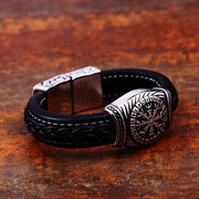 Men's Wide Stainless Steel Carved Leather – Jewelry Gift Ideas — 3
