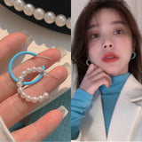 White And Blue Pearl Hoop Asymmetrical Earrings – Useful Gifts — 1