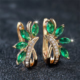 Water Drop Flower Shape Green Zircon Earrings – Gift Ideas — 1
