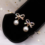 Women's Elegant Bow Shape Pearl Earrings – Gifts for Her — 5