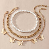 Retro Hip Hop Chain Pearl Simple Butterfly Anklet – Surprise Gifts — 4