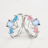 Silver Blue Moonlight Stone Angel Demon Ring – Everyday Gifts — 1