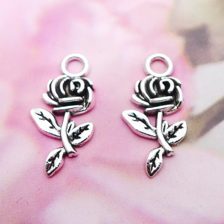 Alloy Antique Silver Rose Pendant Ornament Accessories – Stylish Gifts — 1