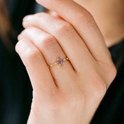 Geometric Purple Zircon Japanese Style Copper Ring – Stylish Gifts — 1