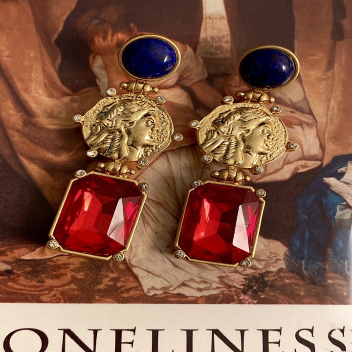 Natural Lapis Lazuli Old Bronze Relief Middle Ancient – Useful Gifts — 1